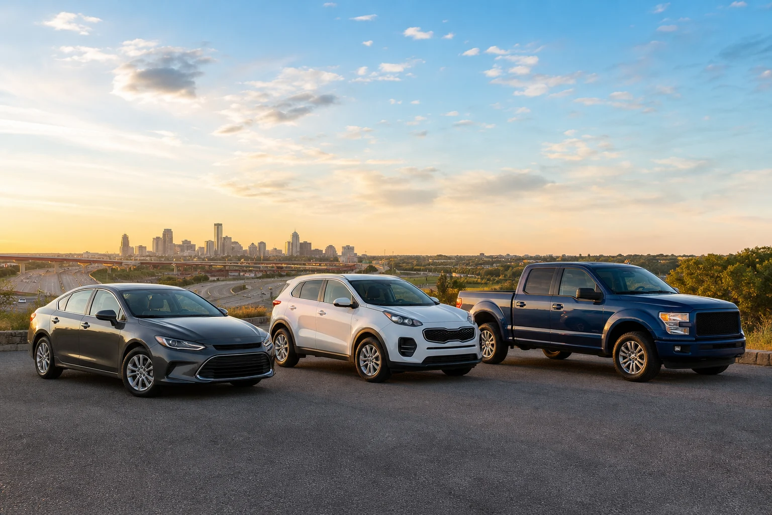 Representative used vehicles on a Texas road for an EZ Keys location request